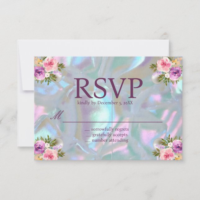 Tarjetas de RSVP con iridiscencia de Nácar (Anverso)