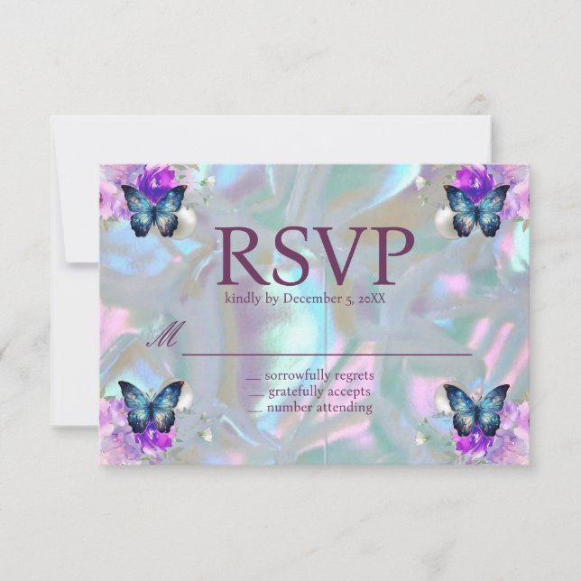 Tarjetas de RSVP con iridiscencia de Nacar (Anverso)