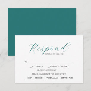 Tarjetas de RSVP con Opción de Comida Verde Esmera