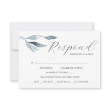 Tarjetas de RSVP de Acuarela Azul Polvoriento con 