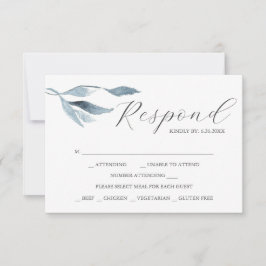 Tarjetas de RSVP de Acuarela Azul Polvoriento con 