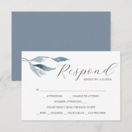 Tarjetas de RSVP de Acuarela Azul Polvoriento con