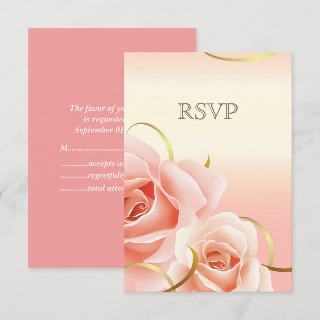 Tarjetas de RSVP de aniversario de boda florales e (Anverso / Reverso)
