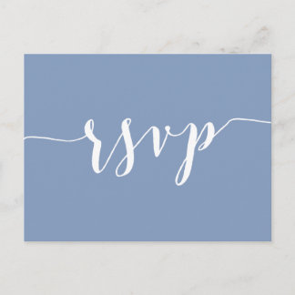 Tarjetas de RSVP de boda azul polvoriento modernas