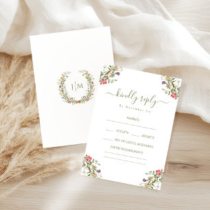 Tarjetas de RSVP de Boda Bohemio Flor Silvestre