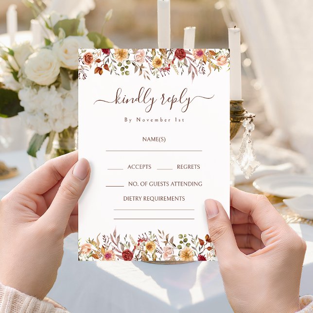 Tarjetas de RSVP de boda bohemio flor silvestre rú (Subido por el creador)