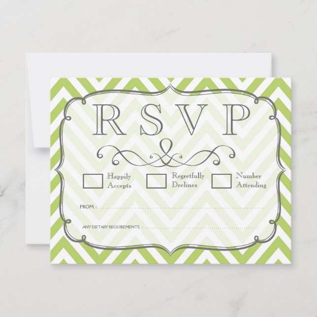 Tarjetas de RSVP de boda Chevron Verde de Brotes T (Anverso)