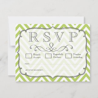 Tarjetas de RSVP de boda Chevron Verde de Brotes T