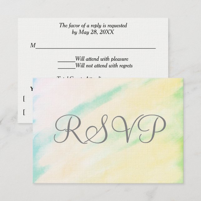 Tarjetas de RSVP de boda con acuarela tropical (Anverso / Reverso)