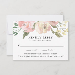 Tarjetas de RSVP de boda con elección de comida Su