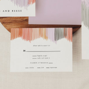 Tarjetas de RSVP de boda con flecos modernos