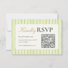 Tarjetas de RSVP de boda con franja verde y código