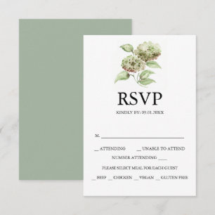 Tarjetas de RSVP de boda con Hortensias