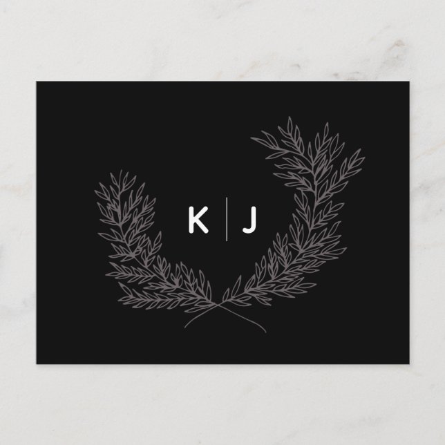 Tarjetas de RSVP de Boda con Monograma Distinguido (Anverso)