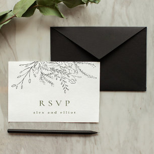 Tarjetas de RSVP de boda con ramo desbordante