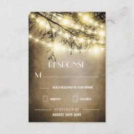 Tarjetas de RSVP de boda de árbol rústico de campo
