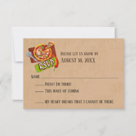 Tarjetas de RSVP de boda de diversión, amor y pizz
