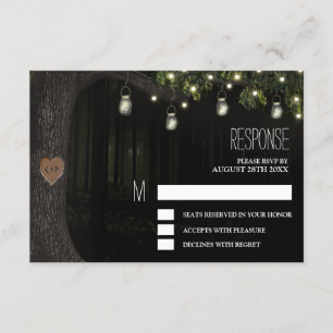 Tarjetas de RSVP de boda de frasco de Mason encant