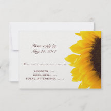 Tarjetas de RSVP de boda de girasol marrón amarill