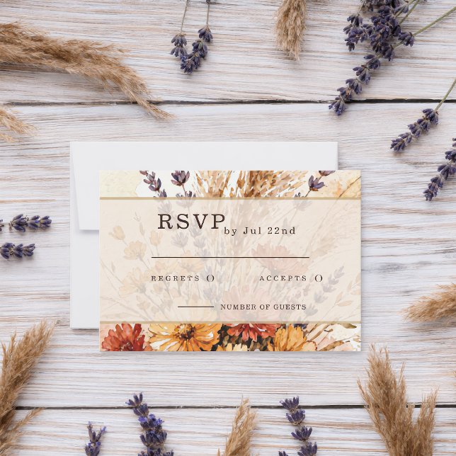 tarjetas de RSVP de boda de jardín de otoño en flo (Subido por el creador)
