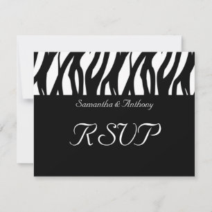 Tarjetas de RSVP de boda de raya modernista en bla