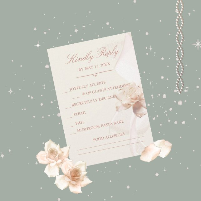 Tarjetas de RSVP de Boda de Rosa Romántica (Subido por el creador)