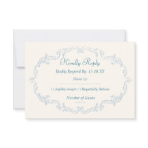 Tarjetas de RSVP de boda de toile francés vintage