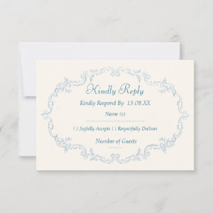 Tarjetas de RSVP de boda de toile francés vintage