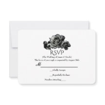 Tarjetas de RSVP de boda elegantes con rosas de ac