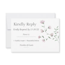 Tarjetas de RSVP de boda elegantes florales minima