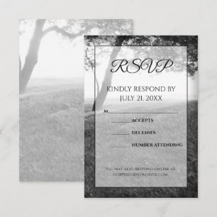 Tarjetas de RSVP de boda en blanco y negro para so