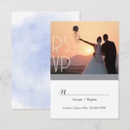 Tarjetas de RSVP de Boda Floral Azul