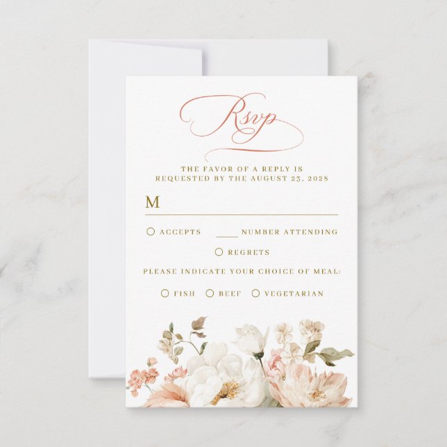 Tarjetas de RSVP de boda floral elegante botánico (Anverso)