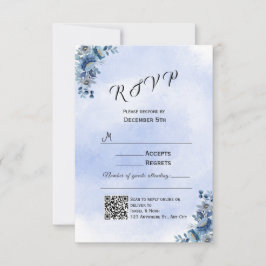 Tarjetas de RSVP de boda florales azules