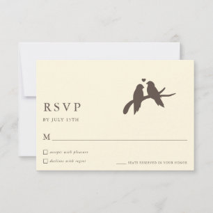Tarjetas de RSVP de boda formal marfil aves Chic C