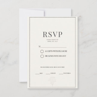 Tarjetas de RSVP de boda minimalista modernas en n