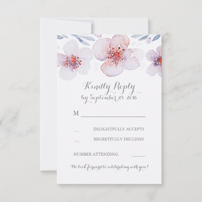 Tarjetas de RSVP de boda moderna con jardín floral (Anverso)