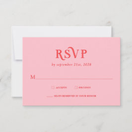 Tarjetas de RSVP de Boda Modernas Retro Rosa y Roj
