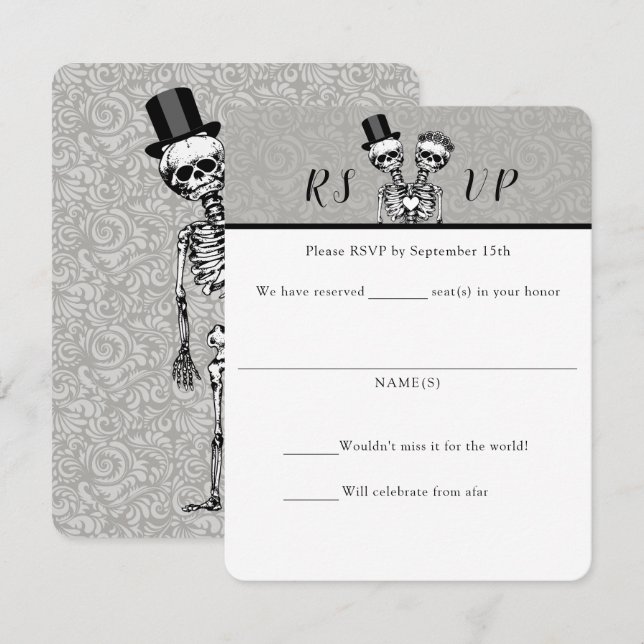 Tarjetas de RSVP de Boda para Pareja Siamesa (Anverso / Reverso)