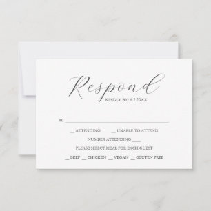 Tarjetas de RSVP de Boda Personalizadas Simples
