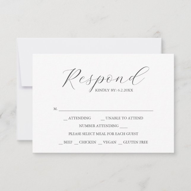 Tarjetas de RSVP de Boda Personalizadas Simples (Anverso)