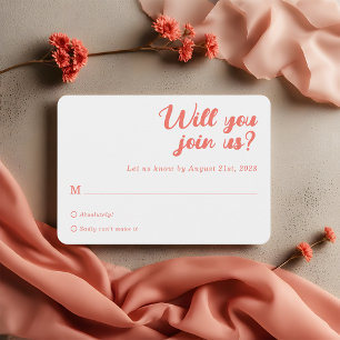 Tarjetas de RSVP de Boda Rosa Coral Minimalista Mo