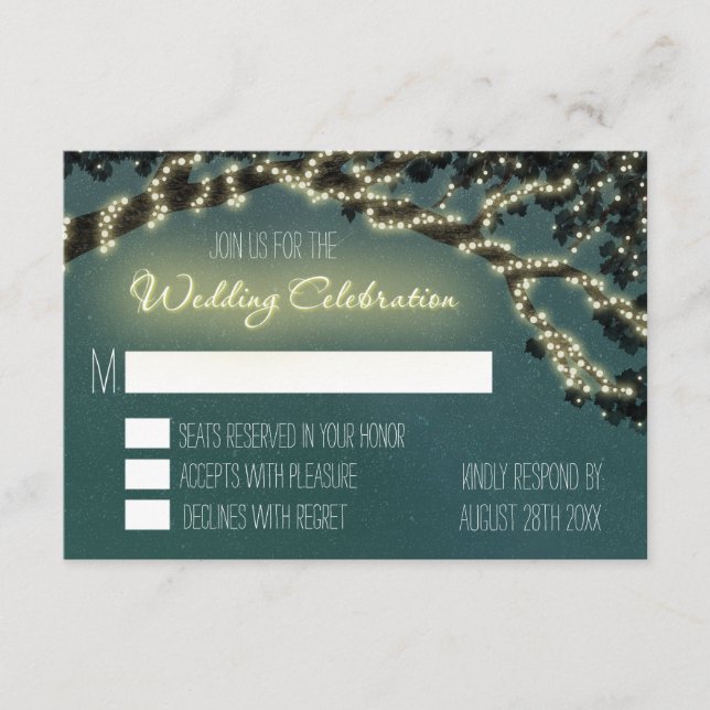 Tarjetas de RSVP de Boda Rústica Rama de Árbol Enc (Anverso)