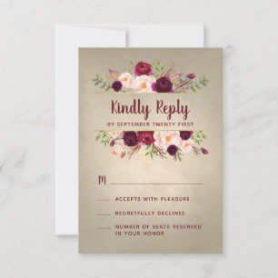 Tarjetas de RSVP de boda vintage con toque de Burd