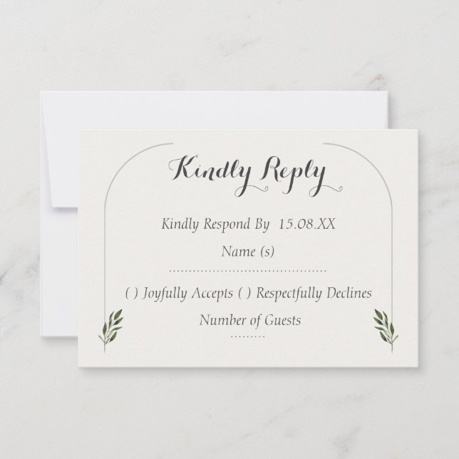 Tarjetas de RSVP de Bodas Botánicas con Arco Elega (Anverso)