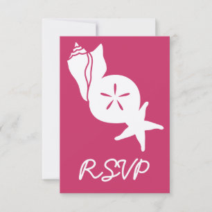 Tarjetas de RSVP de conchas de verano en frambuesa