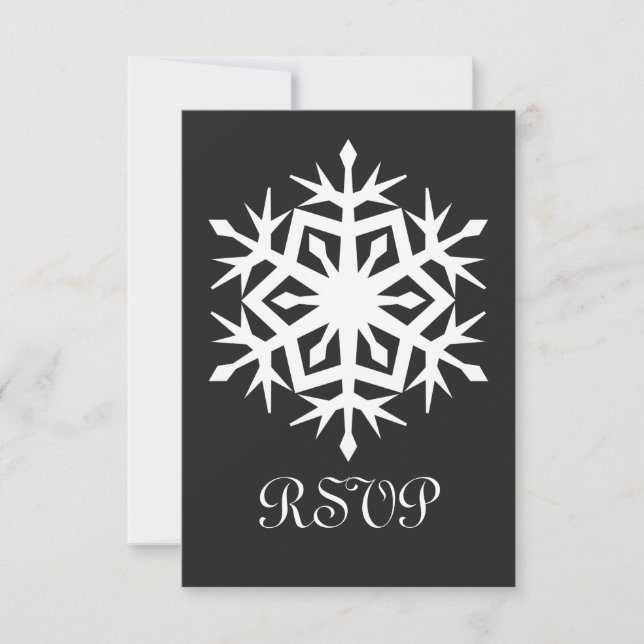 Tarjetas de RSVP de copos de nieve de invierno en  (Anverso)