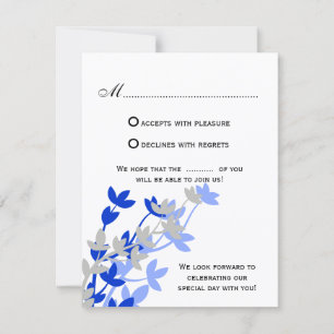 Tarjetas de RSVP de Elegancia Frondosa en Azul Pla