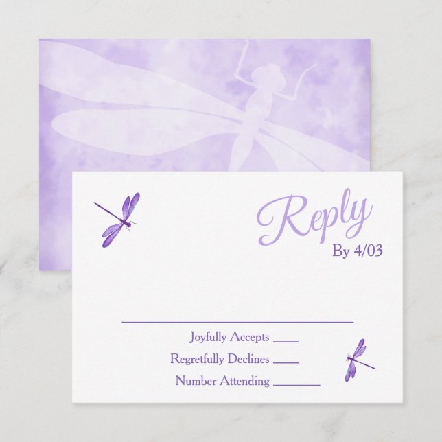 Tarjetas de RSVP de Enclusura Moradas (Anverso / Reverso)