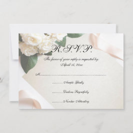 Tarjetas de RSVP de flores de boda blancas